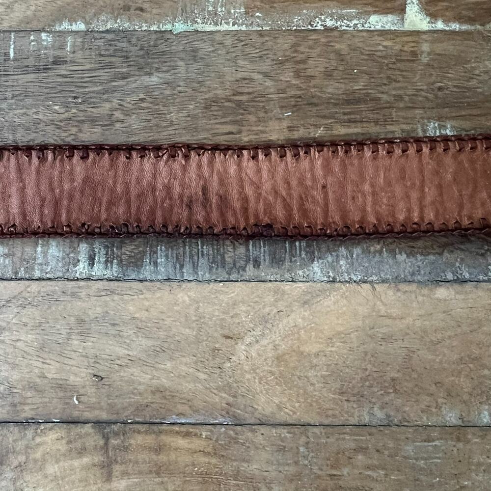 The Leather Belt 34 Handcrafted Multicolor Southwestern Woven Vintage - Picture 8 of 13